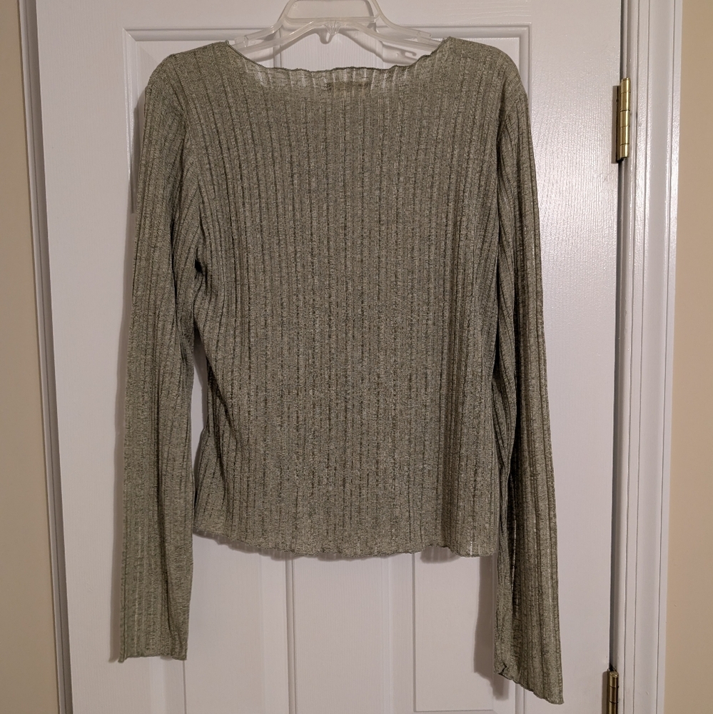 Ribbed Long Sleeve Top in Green